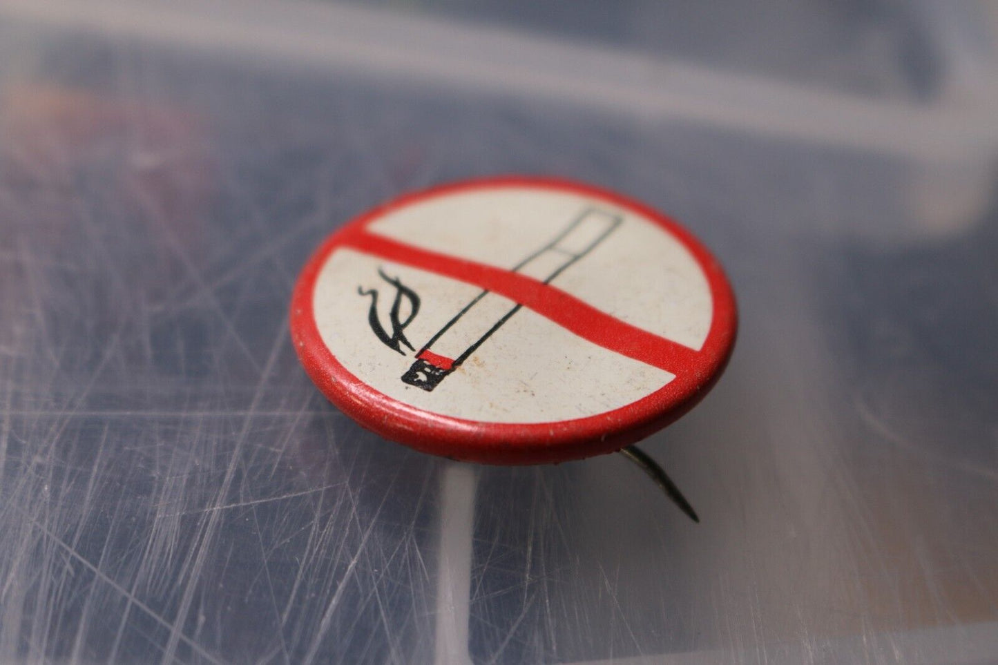 Vintage Macaron Pinback Québec No Smoking Ne Pas Fumer Fumée Interdite/Cigarette