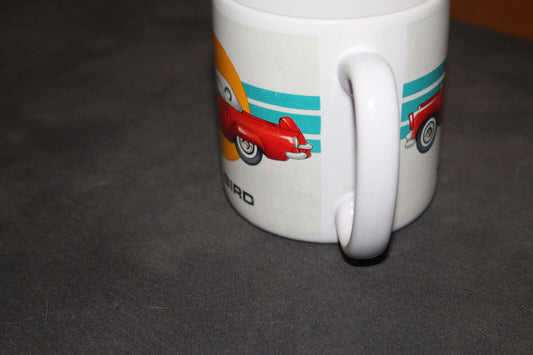 Vintage Message Mugs '56 T-Bird White Ceramic Coffee Cup 1956 Ford Thunderbird