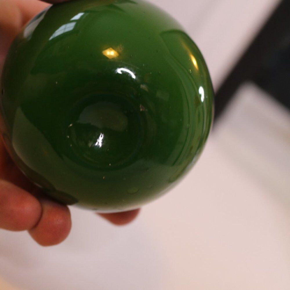 Vintage Murano Style Glass Life Size Pear Fruit Art Glass Green Stem Hand Blown