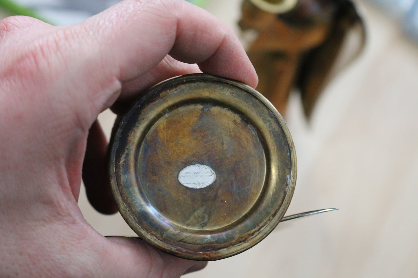 Vintage Large Brass And Copper Angel Candlestick Holders - Set Of 2
