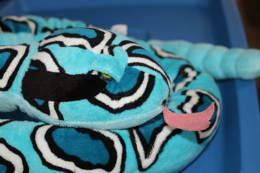 Wild Republic Rattlesnake Plush Blue Black White 50" Long Stuffed Animal