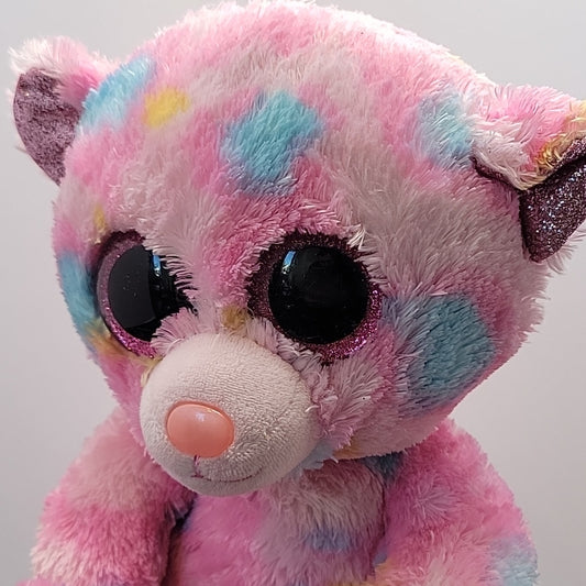 Ty Franky Plush Tysilk Pink Cute Glitter Teddy Bear 9Inch Tall Stuffed Buddy