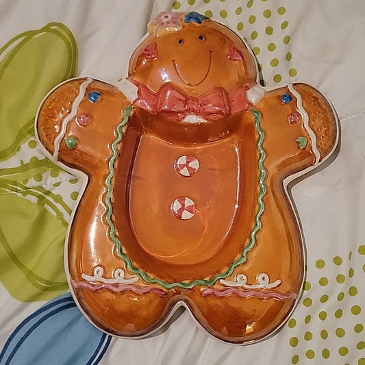 Christmas Holiday Gingerbread Man Cookie & Candy Dish/Tray By Palm Tree Co