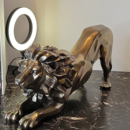 European Style Lion Cast Bronze Desk Statue Home Decoration Accessories Retro Ar