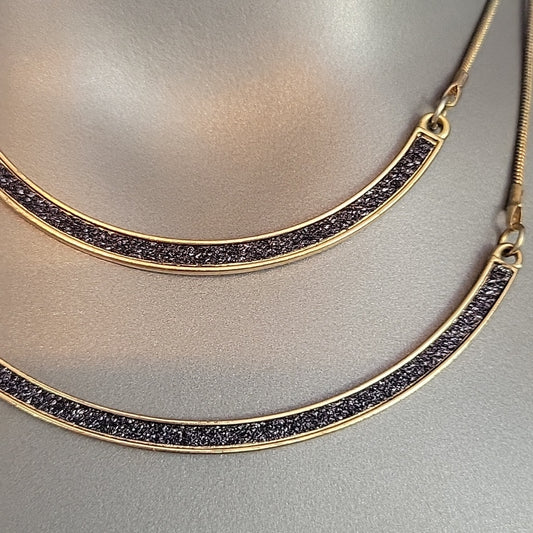 Women'S Golden Short Necklace Double Set