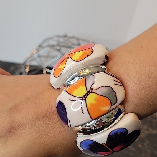 Vintage Butterfly Colored Bracelet Bracelet Élastique Stretch Wirst Band