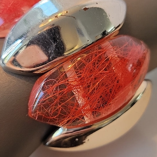 Vintage Extensible Stretch Wirst Band Silver Red Transparent Women Bracelet