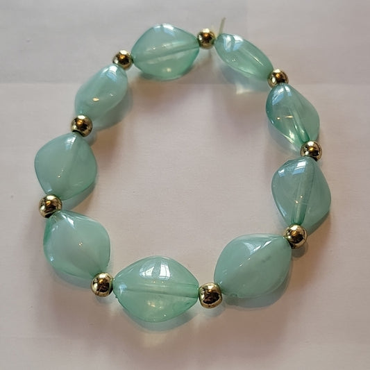 Bracelet Calcite Green Agua, Golden Marbles Jewelery Vintage