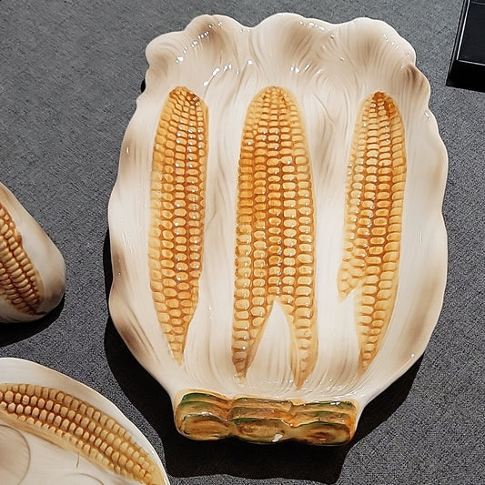 Vintage Ceramic Corn Cob Dishes, Plates & Platter Pepper Shakers Japan Imports