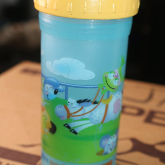 Vintage Playtex Sippy Cup Blue Yellow Horse Dog