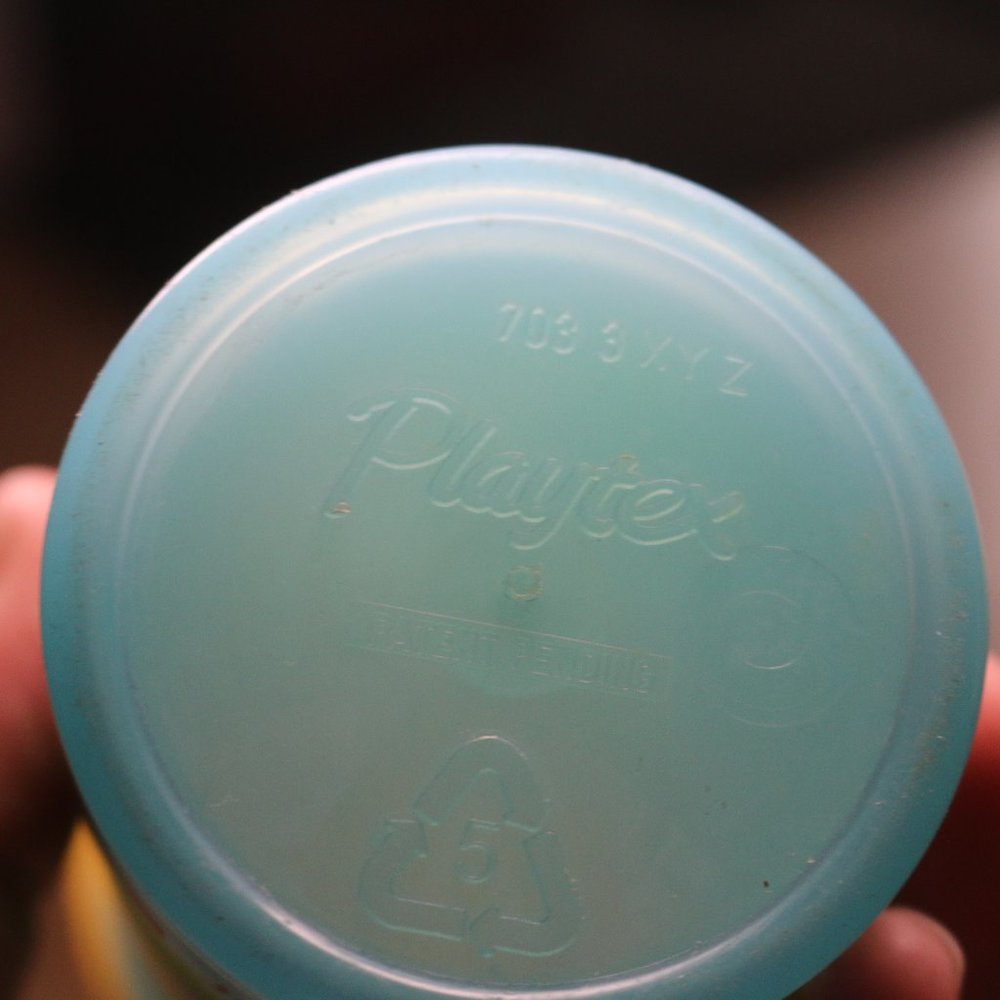 Vintage Playtex Sippy Cup Blue Yellow Horse Dog