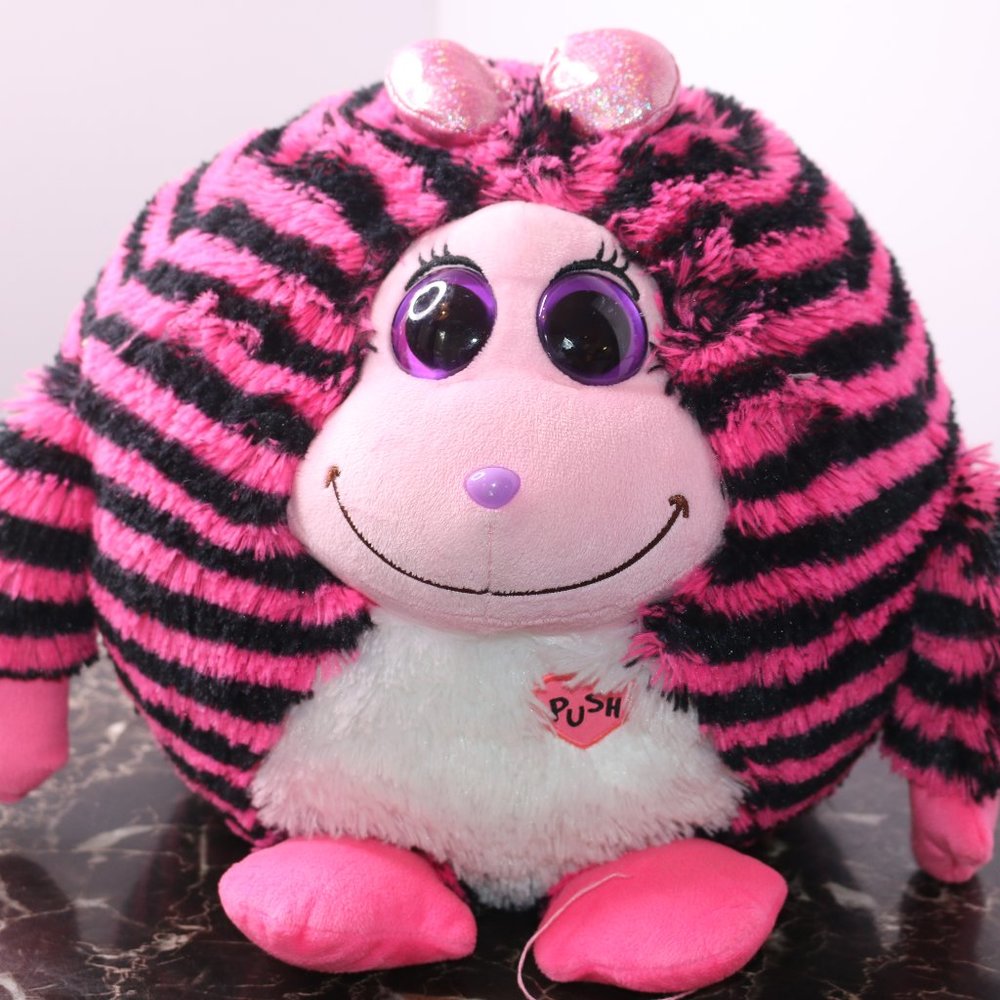 TY Teany Beanie Plush Pennie Tsum Tsum Pink Black Striped Zebra Stackable 3  In