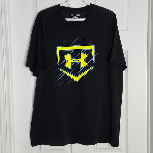 Under Rmour Heatgear T Shirt Black Ns Yellow Logo Large