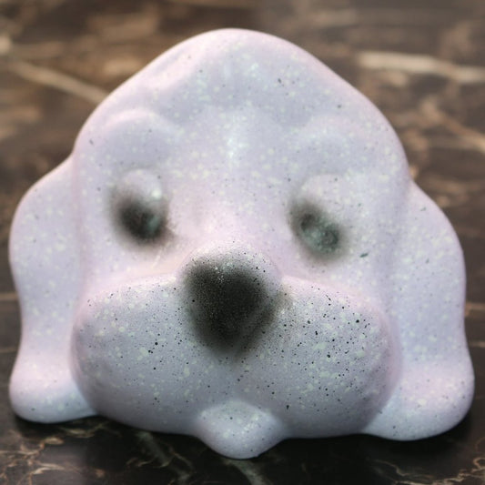 Lot Of 2 Vintage Dog Face Head Eyeglass Holder Ceramic Figurine Purple Painted