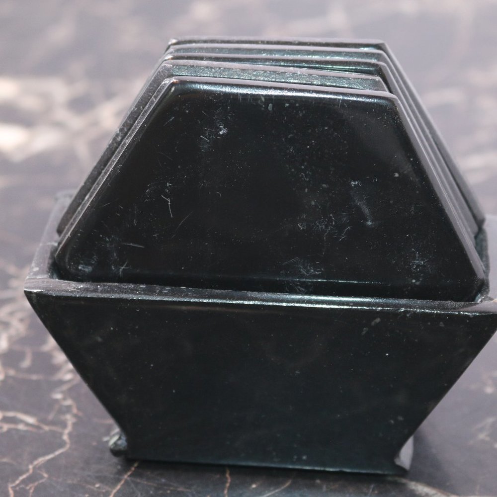 Blank Black Ceramic Hexagon Coasters. Tiles For Crafts (3.7 In, 6 Pack