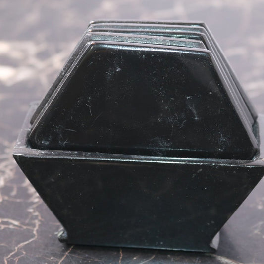 Blank Black Ceramic Hexagon Coasters. Tiles For Crafts (3.7 In, 6 Pack)