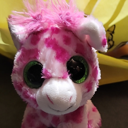 Wild Republic 6" Pink Polka Dot Giraffe Baby Large Eye Stuffed Bean Plush 2015