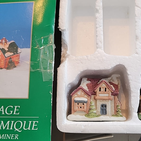 Vtg Ceramic Victorian Village 5 On 12 Piece Lighter Set Houses Only No Figures