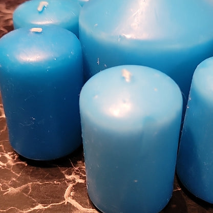 Blue Candle Bougie Cylindrique Bleu Clair Lot Of 8 Small 1 Big