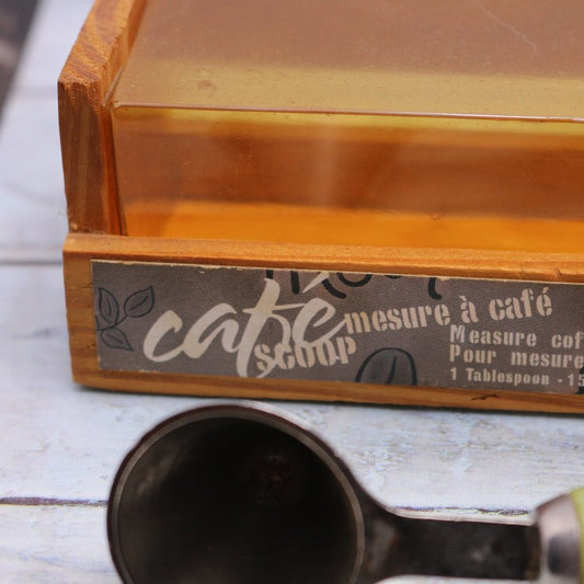 1Tbsp Coffee Collectible Vintage Scoop Spoon In Wooden Box Handle Café Design