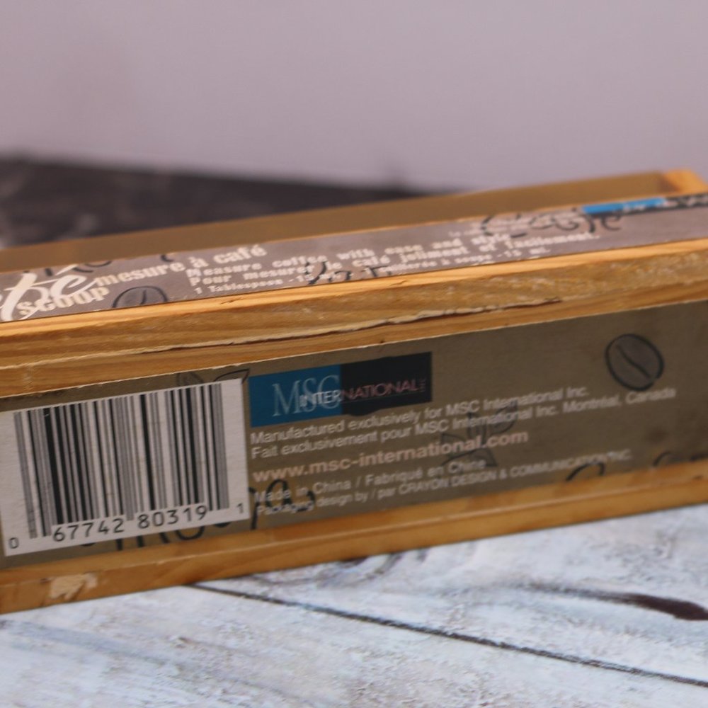 1Tbsp Coffee Collectible Vintage Scoop Spoon In Wooden Box Handle Café Design