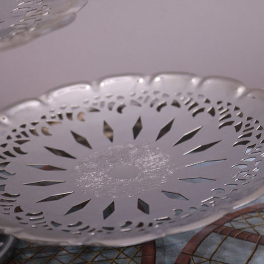 Vintage 3 Tiered Dessert Server Tea Cake Server Clam Shape Handled Table Center