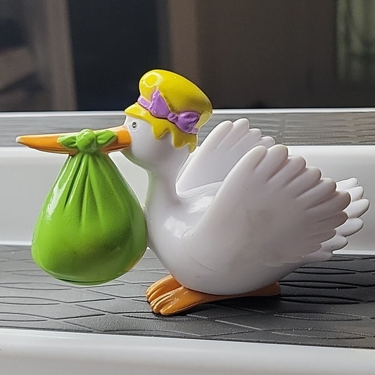 Decopack 2007 Deco Pac Stork Bird With Baby Bundle In Bag Cake Topper Toy