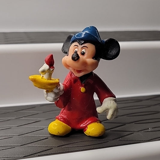 Walt Disney Productions Mickey Mouse Pajamas W Candle Pvc 2" Figure - Vintage