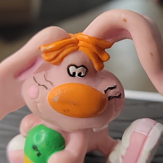Vtg 1983 W Berrie Orange Bunny Rabbit Holding Bif Egg Pvc Figure Easter