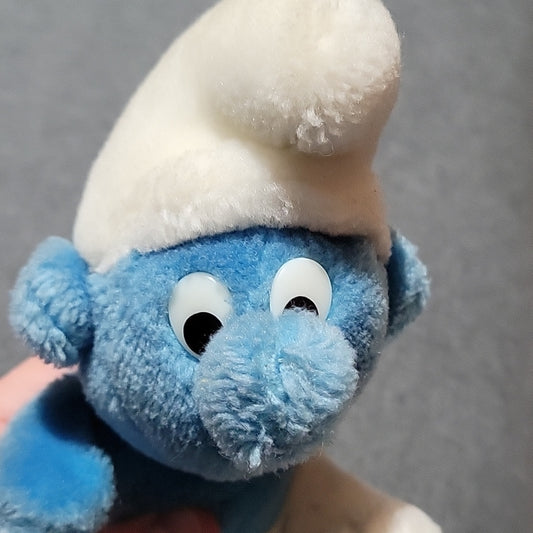 Vintage Smurf Stuffed Plush 1980 Peyo Wallace Berrie Blue White 8