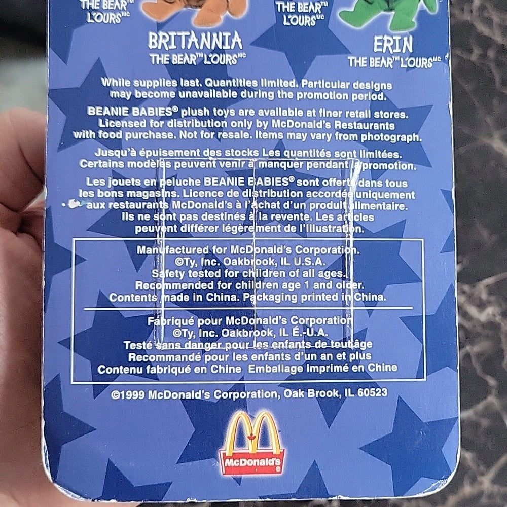 Ty Toy Animal Glory The Bear 1999 Mc Donald Plush Toy Sealed