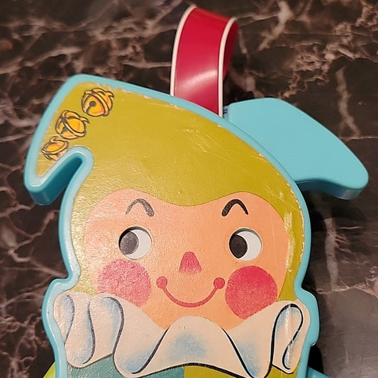 H91 Vintage 1969 Fisher Price Jolly Jumping Jack 145 Toy Usa Pull String Squeak