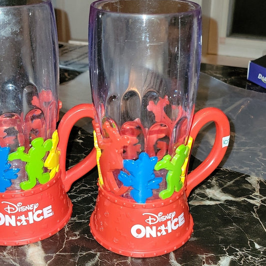 Lot Of 2 Disney On Ice Light Up Strobe Light Cup Mug Mickey Minnie Pluto
