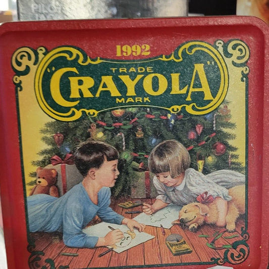 Crayola 1992 Trade Mark Empty Decorative Christmas Crayon Tin (Collectable)!!!