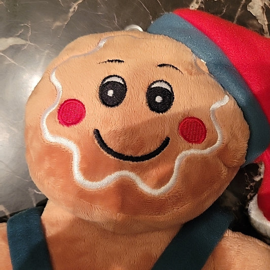 18" Gingerbread Doll Plush Overalls Green Clothes Santa Hat Christmas Decoration