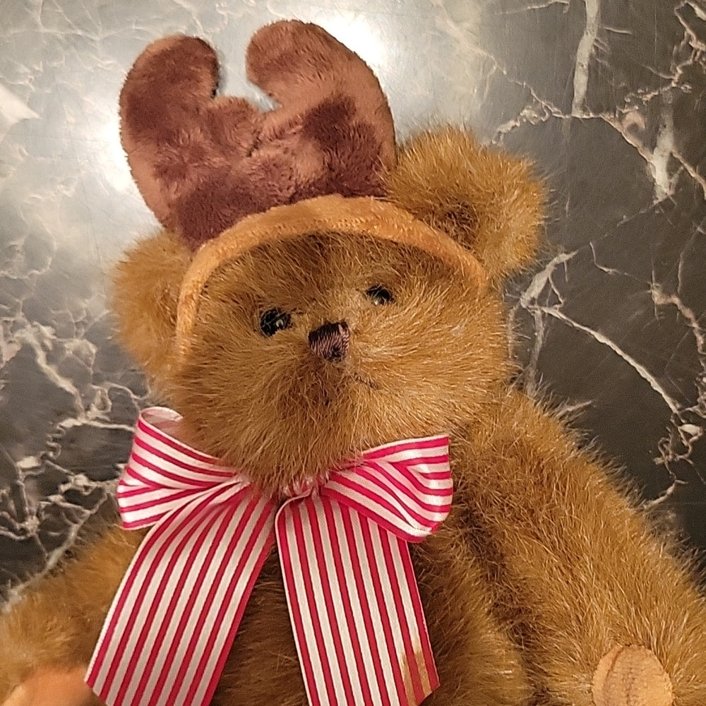 Bearington Collection Plush Bear Moose Hat Costume Cute Toy Christmas 9Inch