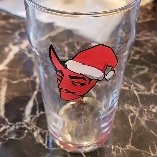 Christmas Devil Head & Tail Drinking Pint Glass Beer