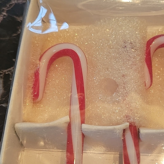 Glass Swirl Red Candy Cane Christmas Ornament Swizzle Stick Murano Style In Box