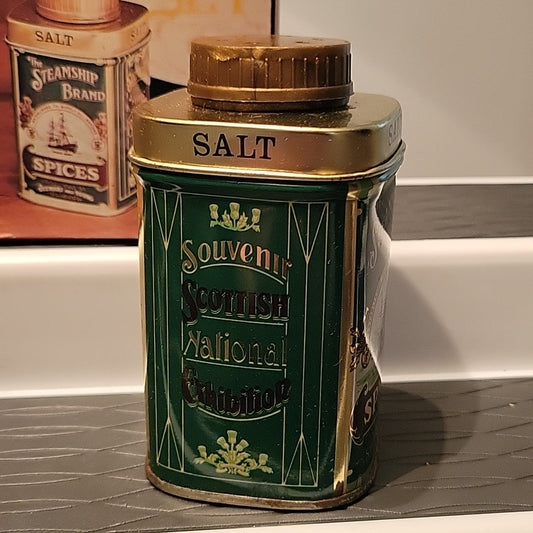 Vintage Olde English Tin Salt And Pepper Shaker Set With Original Box 3.5" X 2"