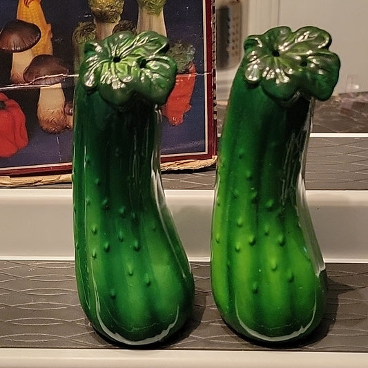 Vintage Salt & Pepper Set Squash Large Ceramic Vegetable Japan In Box Cassidy'S
