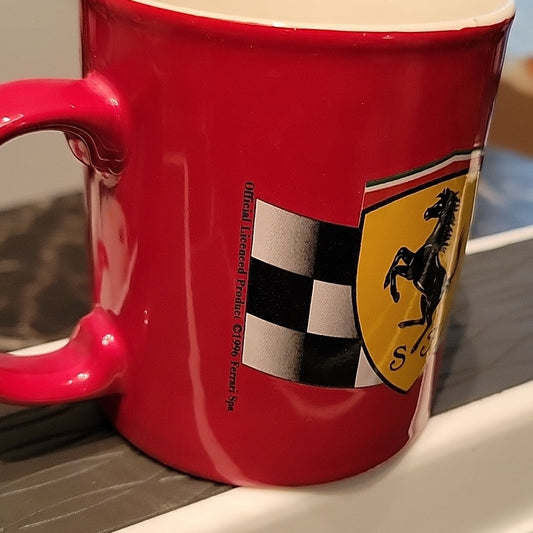 Vtg Ferrari Sf Coffee Mug-Staffordshire Cup-Made In England-Red-Stallion-1996