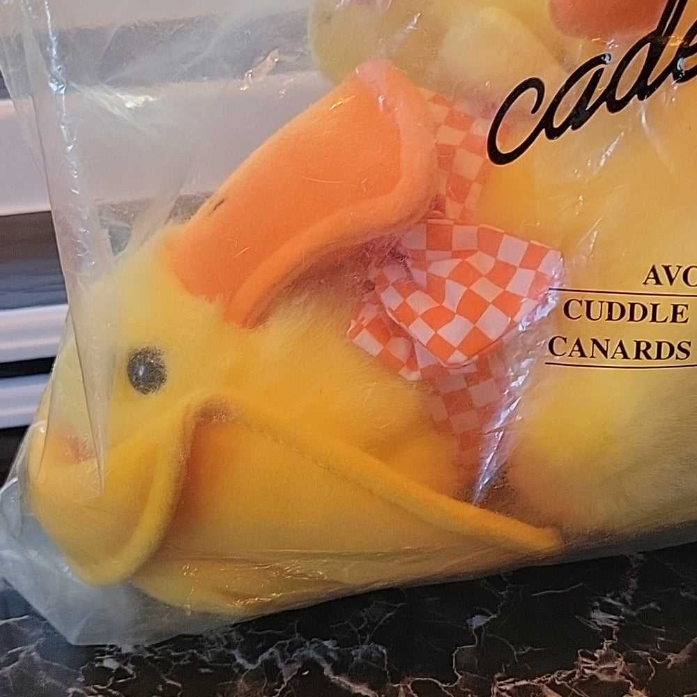 Vintage Cuddle Ducks Plush Toy 10" Yellow Avon Gift Collection New Sealed
