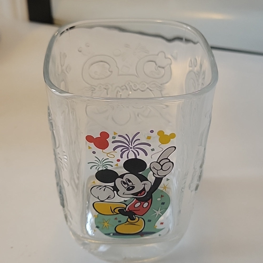 Mickey Mouse Walt Disney World Magic Kingdom 2000 Square Glass Cup