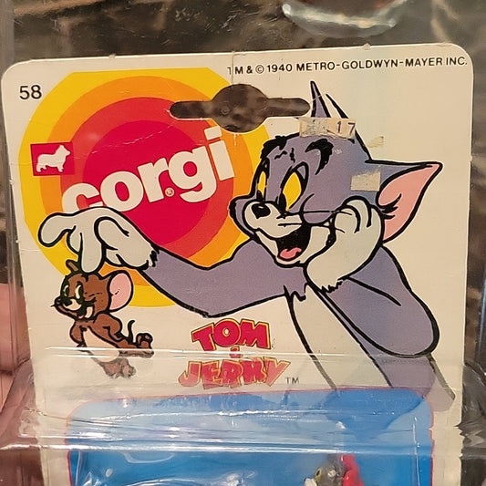 Vintage Corgi Jr Tom &Jerry 58 Mint On Card Yellow Base Car Toy Go Cart Cartoons