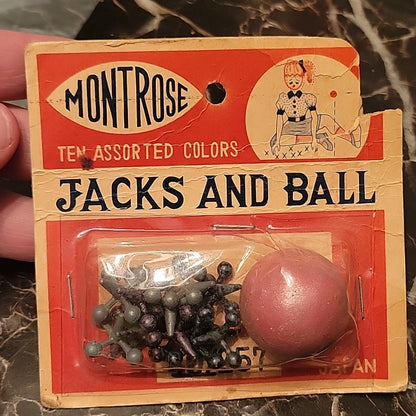10 Sets Of Metal Jacks And Ball Red Rubber Game Montrose Toy Party Favors Oncard