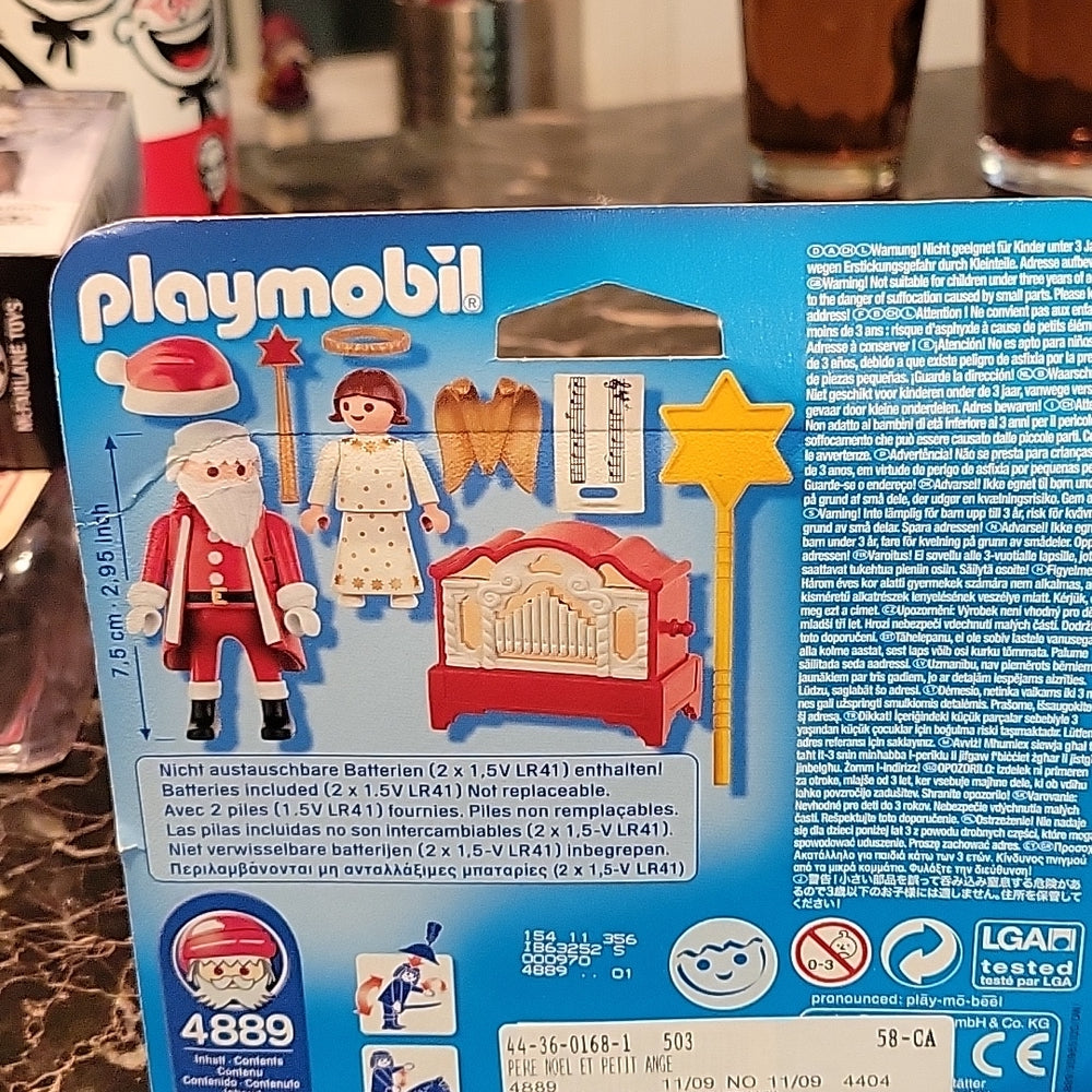 Playmobil 4889 Little Angel And Santa Claus W/ Hand Organ Set Christmas Figures