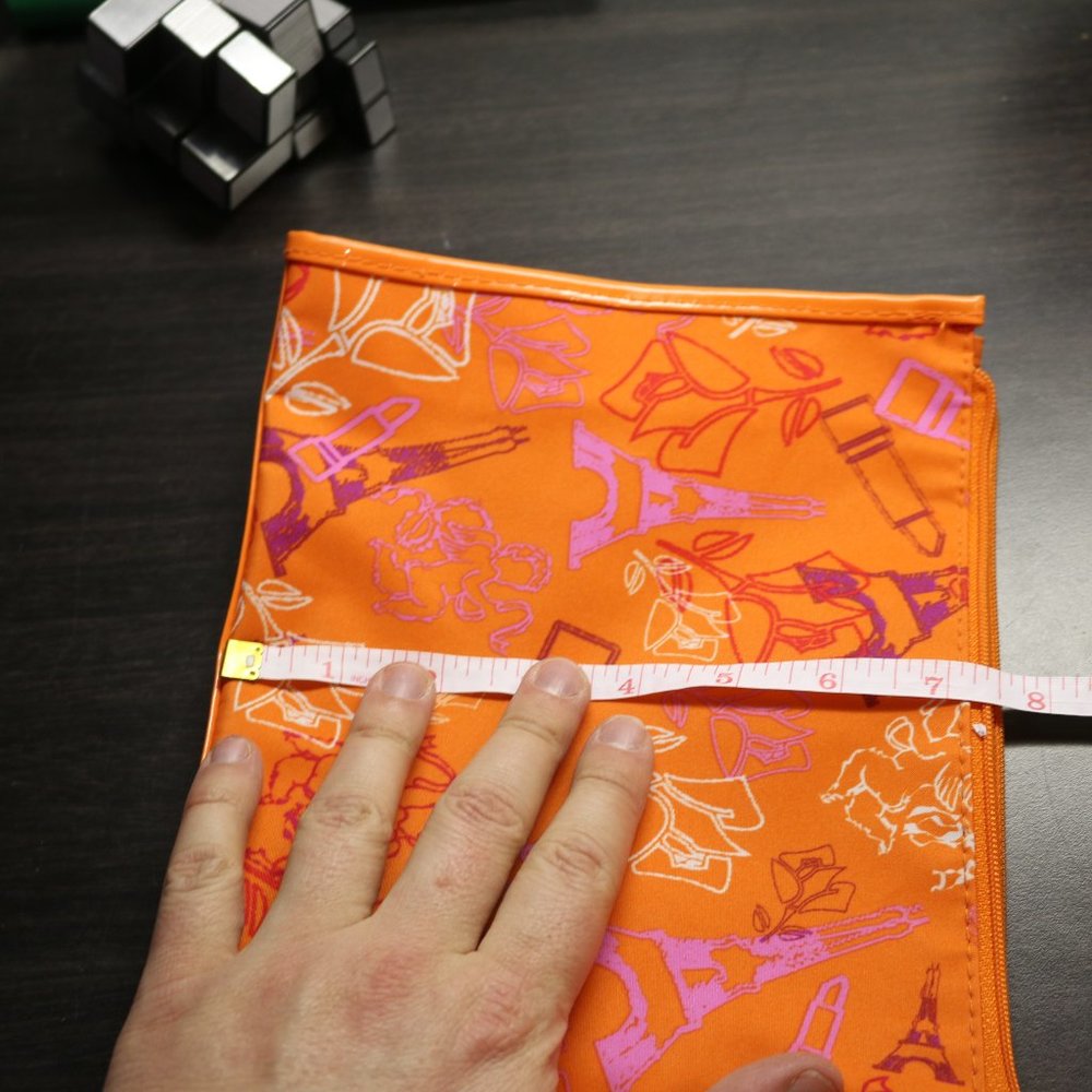 New Lancome Eiffel Tower Paris Makeup Cosmetic Bag Zipper Pink Orange 10X7.5X3