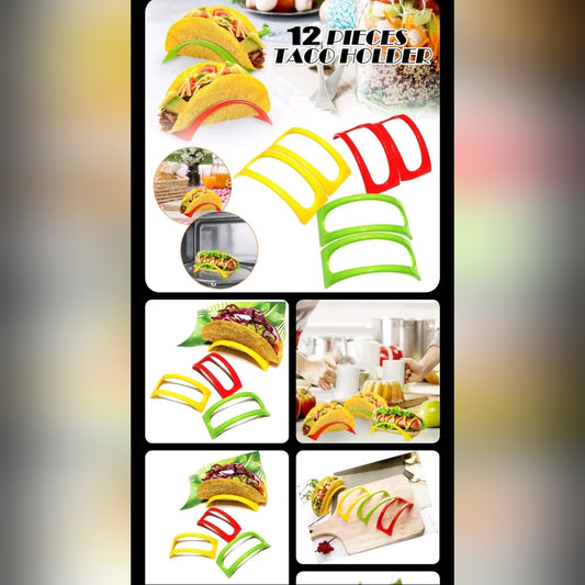 12X Colorful Plastic Taco Shell Tortilla Holder Taco Holder Plate Protector Food