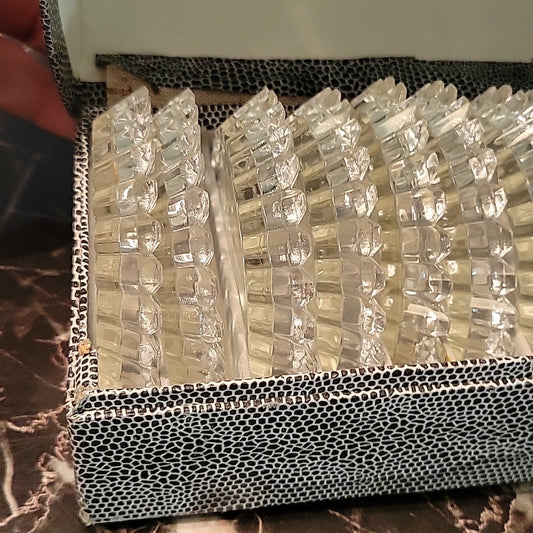 12 Antique Clear Rib 3” Glass Furniture Coasters Anchor Design Sculpted Onborder