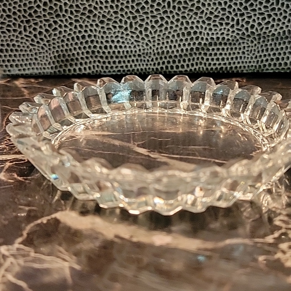 12 Antique Clear Rib 3” Glass Furniture Coasters Anchor Design Sculpted Onborder